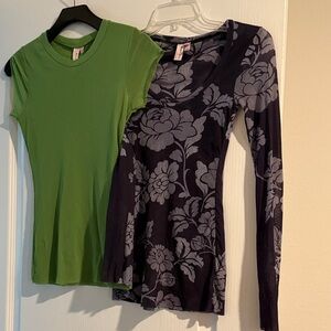 Sweet Pea by Stacy Frati (Green Tee, lg) (Black/Gray small floral Top).
